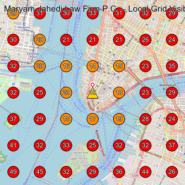 Maryam Jahedi Law Firm P.C. GeoGrid visibility map for Criminal Justice Attorney in New York